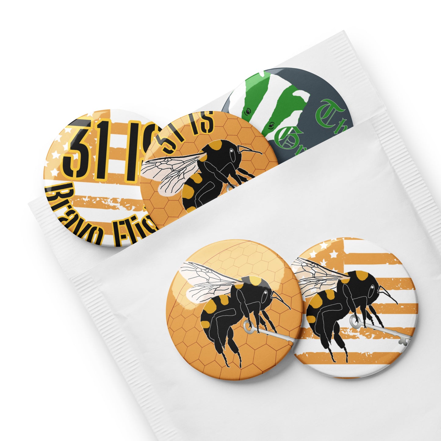 Bravo Bees Set of pin buttons