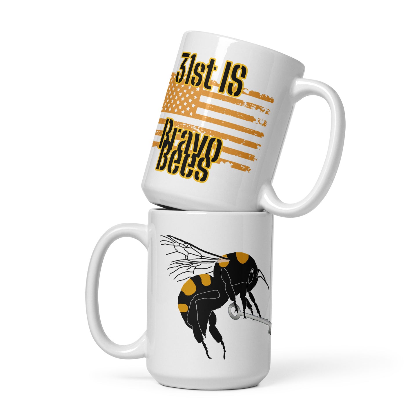 Bravo Bees White glossy mug