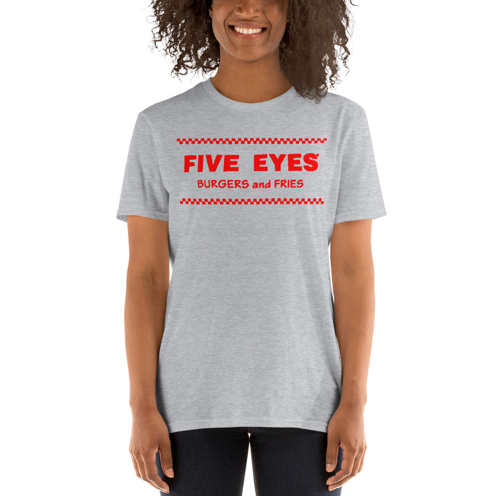 Five Eyes Burgers and Fries red font Short-Sleeve Unisex T-Shirt