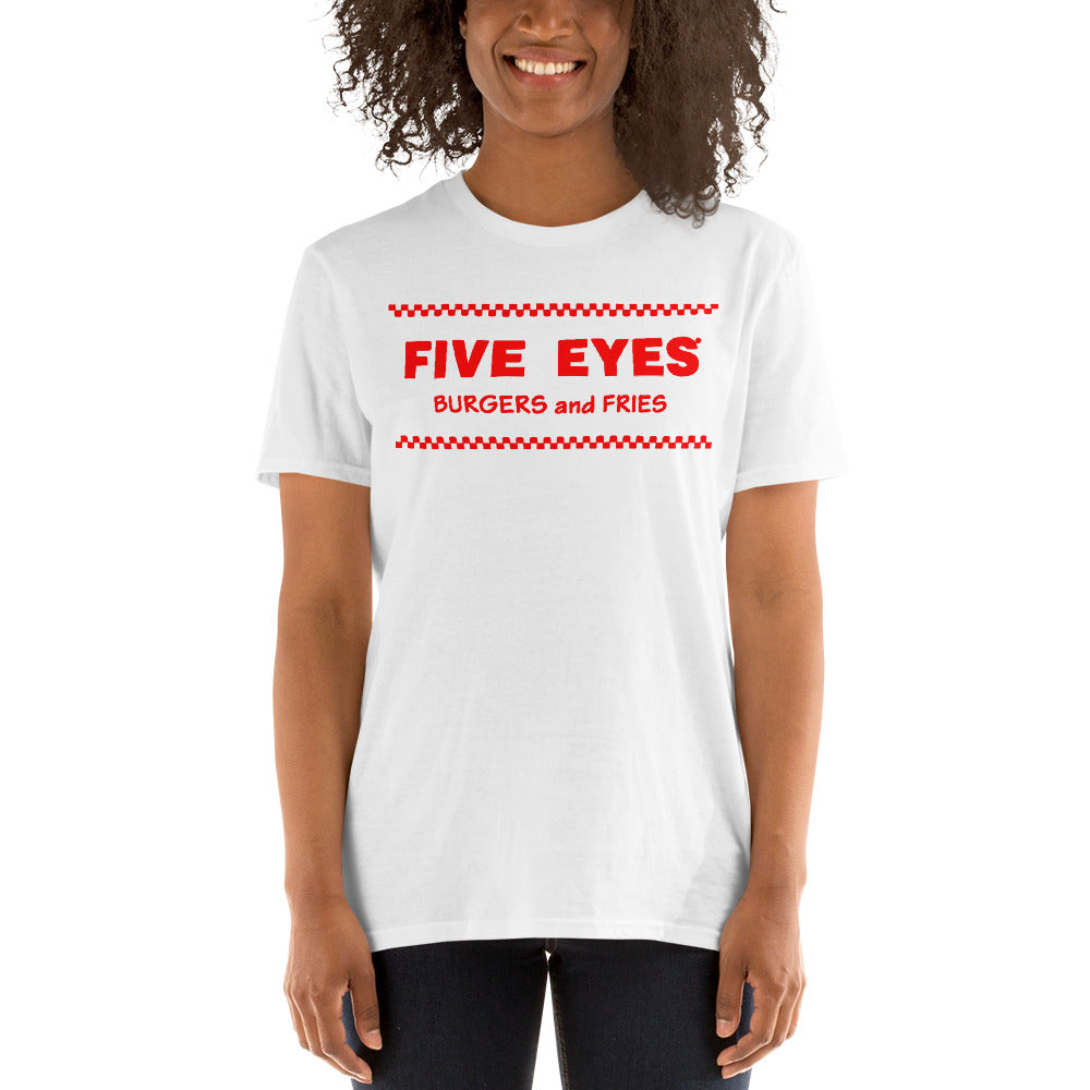 Five Eyes Burgers and Fries red font Short-Sleeve Unisex T-Shirt